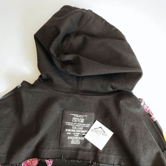 ⭕️ VERSACE JEANS Sweatshirt Black Multi Hoodie - Picture 9 of 12